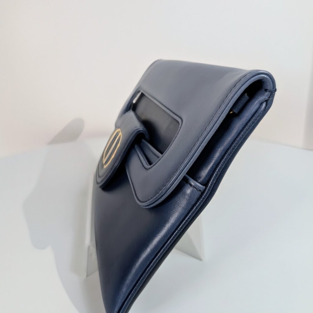 Dior Bicolor Blue Lambskin Flap Clutch with Gold-Tone Dior Chain - Picture 5 of 16